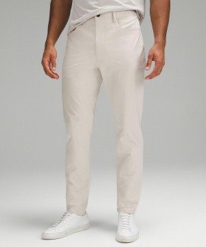 Beige White Men Lululemon ABC Bonded Twill 5 Pocket Trousers | AU_LuLu93464