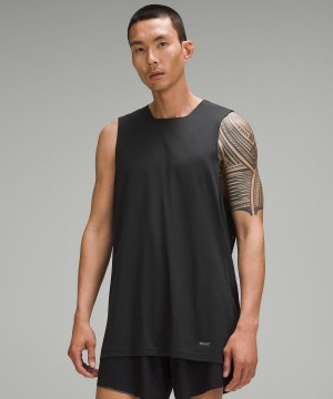 Black Men Lululemon Fast and Free Trail Running Tank Top Shirts | AU_LuLu79313