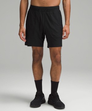 Black Men Lululemon License to Train Linerless 7" Shorts | AU_LuLu38951