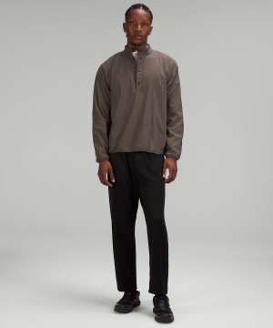 Black Men Lululemon Woven Long-Sleeve Henley Shirts | AU_LuLu79219