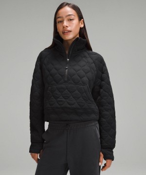 Black Women Lululemon Scuba Oversized Quilted Half Zip Hoodies & Sweatshirts | AU_LuLu16065