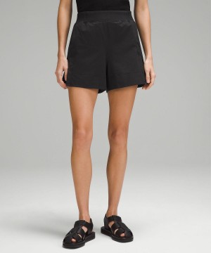 Black Women Lululemon Stretch Woven Relaxed-Fit High-Rise 4" Shorts | AU_LuLu41887