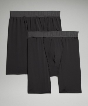 Black / Black Men Lululemon Built to Move Long Boxer 7" Underwear | AU_LuLu50503