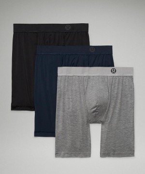 Black / Grey / Navy Men Lululemon Always In Motion Long Boxer 7" 3 Pack Underwear | AU_LuLu75024