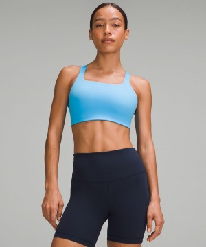 Blue Light Women Lululemon Ultralu Square-Neck Workout Sports Bra | AU_LuLu77391