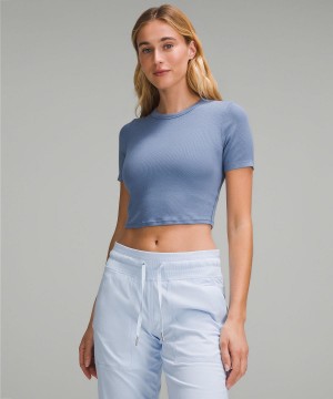 Blue Women Lululemon Hold Tight Straight Hem Cropped T Shirts | AU_LuLu54842