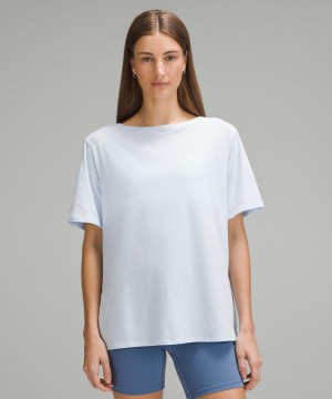 Blue Women Lululemon Relaxed-Fit Boatneck T-Shirt Shirts | AU_LuLu68383