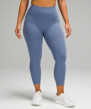 Blue Women Lululemon Wunder Train Contour Fit High-Rise Tight with Pockets 25" Leggings | AU_LuLu11893