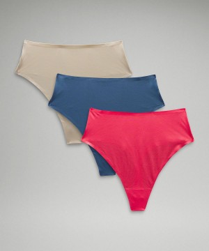 Brown / Blue / Pink Women Lululemon Wundermost Ultra-Soft Nulu High-Waist Thong Underwear | AU_LuLu60482