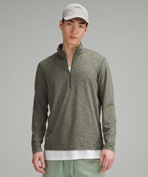 Brown / Green Men Lululemon Soft Jersey Half Zip Hoodies & Sweatshirts | AU_LuLu86109