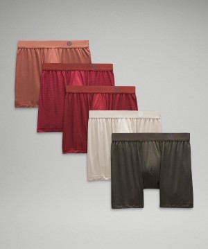 Copper / Stripes Red / Red / Brown / Dark Olive Men Lululemon Always In Motion Boxer 5" Underwear | AU_LuLu10150