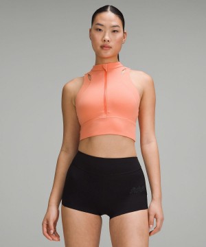 Coral Women Lululemon Nulux Cropped Half-Zip Track Tank Top | AU_LuLu11787