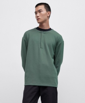 Green Men Lululemon Softstreme Oversized-Fit Long-Sleeve Henley Hoodies & Sweatshirts | AU_LuLu52403