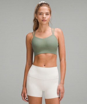 Grey Green Women Lululemon Like a Cloud Ribbed Longline Sports Bra | AU_LuLu32452