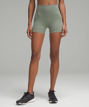 Grey Green Women Lululemon Wunder Train High-Rise 4" Shorts | AU_LuLu10808