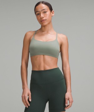 Grey Green Women Lululemon Wunder Train Strappy Racer Sports Bra | AU_LuLu37732