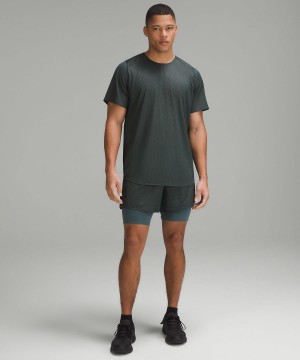 Grey Men Lululemon Grid Mesh Short-Sleeve Shirts | AU_LuLu69996