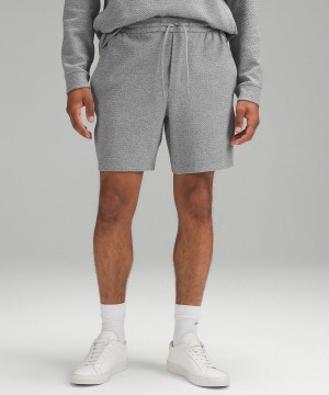 Grey Men Lululemon Textured Double-Knit Cotton 7" Shorts | AU_LuLu92828