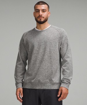 Grey / Black Men Lululemon Engineered Warmth Long-Sleeve Crew Hoodies & Sweatshirts | AU_LuLu48812