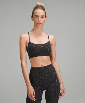 Leopard Black Multicolor Women Lululemon Flow Y Nulu Sports Bra | AU_LuLu35123