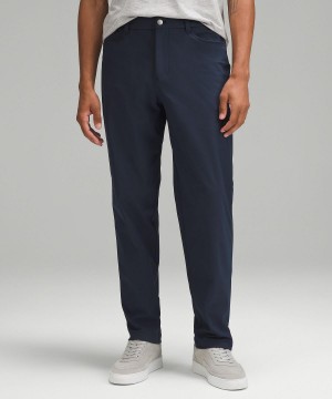 Navy Men Lululemon ABC Relaxed-Fit 5 Pocket 34"L Trousers | AU_LuLu74137