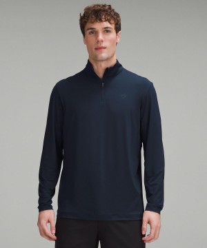 Navy Men Lululemon Long-Sleeve Golf Half Zip Hoodies & Sweatshirts | AU_LuLu37965