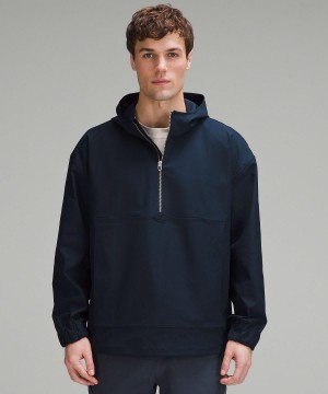 Navy Men Lululemon Smooth Twill Half-Zip Anorak Coats & Jackets | AU_LuLu28961