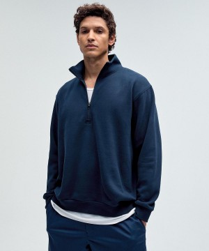 Navy Men Lululemon Steady State Half Zip Hoodies & Sweatshirts | AU_LuLu25787