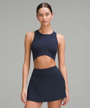 Navy Women Lululemon V-Waist Cropped Tennis Tank Top | AU_LuLu45684