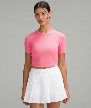 Pink Women Lululemon Hold Tight Straight Hem Cropped T-Shirt Shirts | AU_LuLu22576