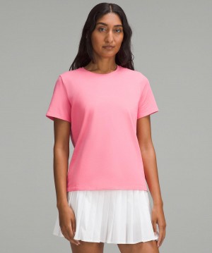 Pink Women Lululemon Organic Cotton Crewneck T-Shirt Shirts | AU_LuLu96042