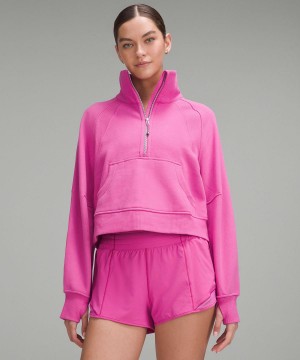 Pink Women Lululemon Scuba Oversized Funnel-Neck Half Zip Hoodies & Sweatshirts | AU_LuLu84460