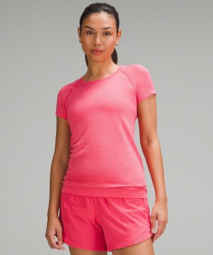 Pink Women Lululemon Swiftly Tech Short-Sleeve 2.0 Shirts | AU_LuLu39855