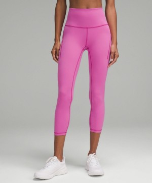 Pink Women Lululemon Wunder Train High-Rise Crop with Pockets 23" Leggings | AU_LuLu37801