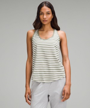 Stripes Green White Women Lululemon Love Tank Top | AU_LuLu48050