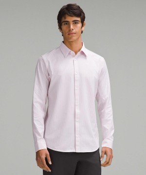 Stripes White Pink Men Lululemon New Venture Slim-Fit Long-Sleeve Button Down Shirts | AU_LuLu45401