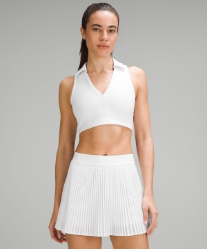 White Women Lululemon Collared Tennis Longline Sports Bra | AU_LuLu40476