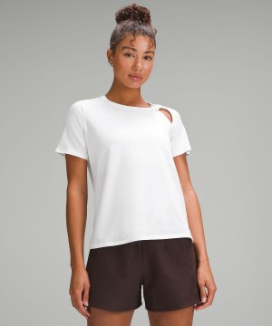 White Women Lululemon Cotton Shoulder-Twist T Shirts | AU_LuLu41216