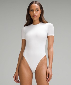 White Women Lululemon Wundermost Ultra-Soft Nulu Short-Sleeve Crew Thong Bodysuit | AU_LuLu80051