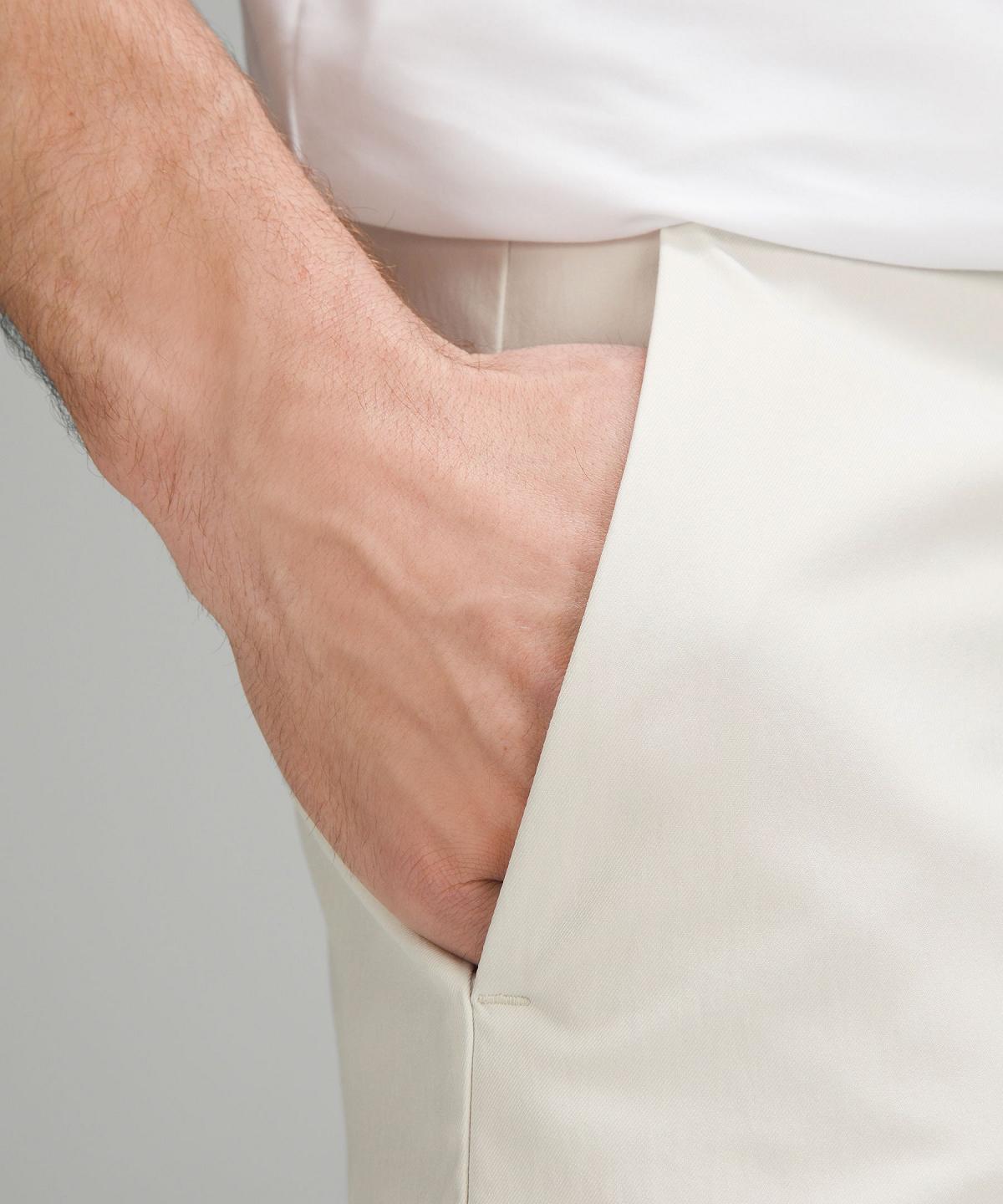 Beige White Men Lululemon ABC Slim-Fit 30"L Trousers | AU_LuLu66347