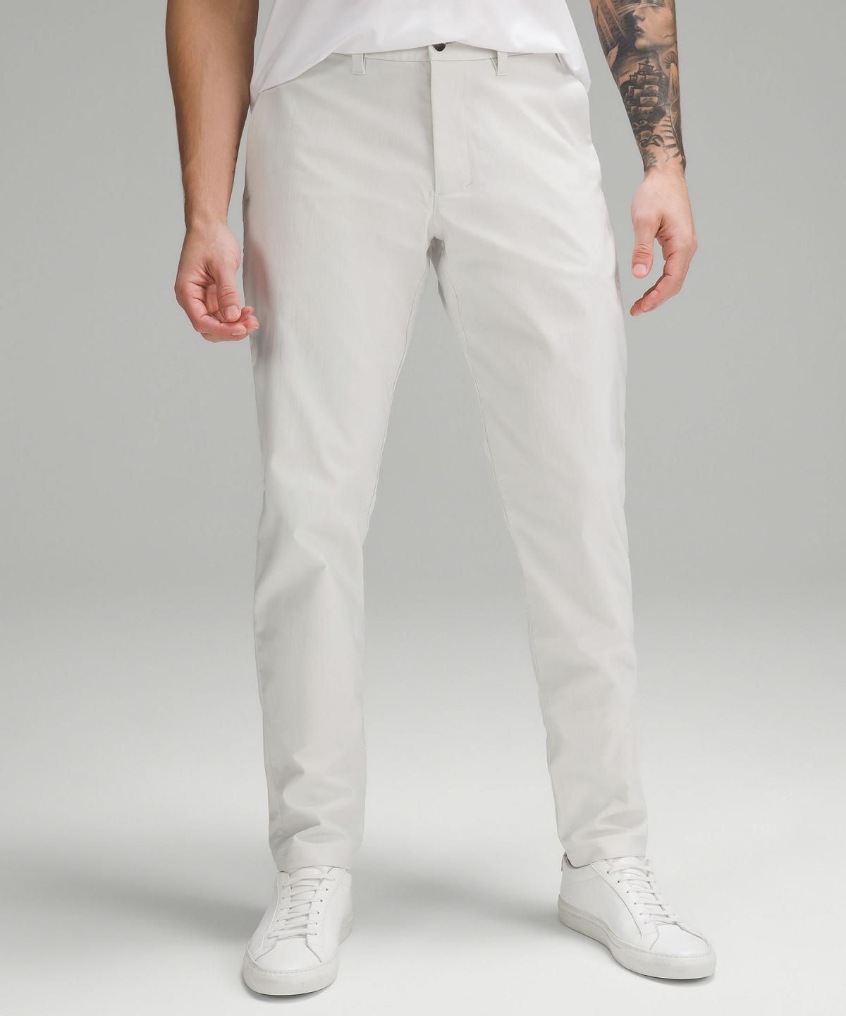 Beige White Men Lululemon ABC Slim-Fit 30"L Trousers | AU_LuLu66347