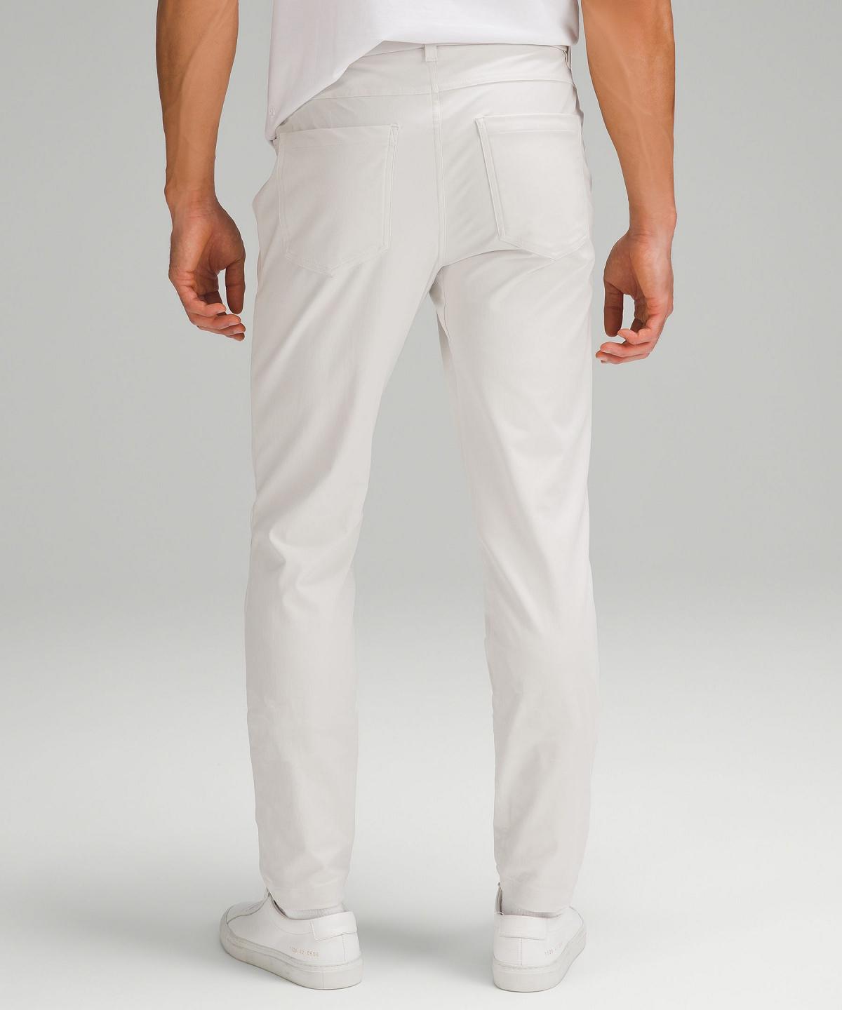 Beige White Men Lululemon ABC Slim-Fit 5 Pocket 34"L Pants | AU_LuLu31683