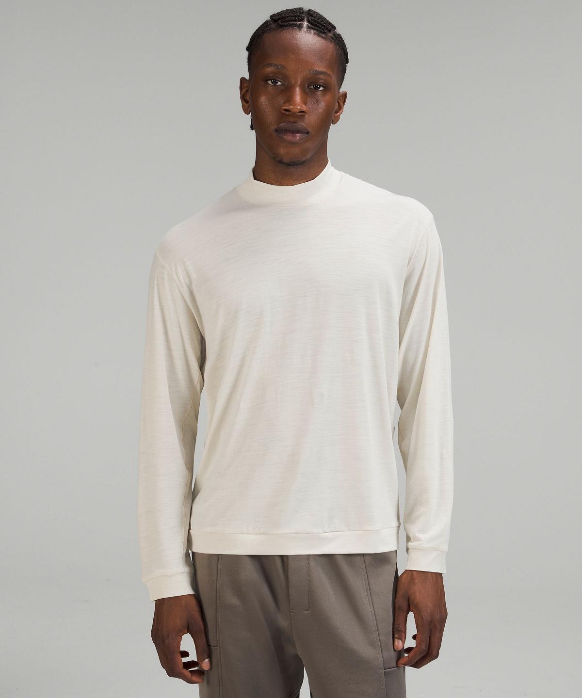 Beige White Men Lululemon Merino Wool-Blend Long Sleeve Shirts | AU_LuLu79461