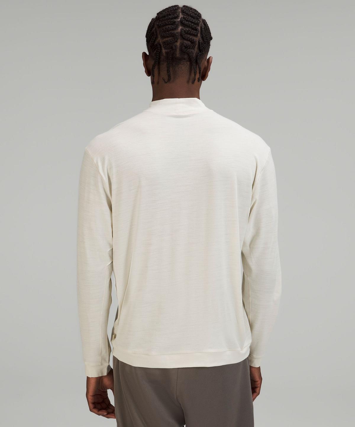 Beige White Men Lululemon Merino Wool-Blend Long-Sleeve Shirts | AU_LuLu30246