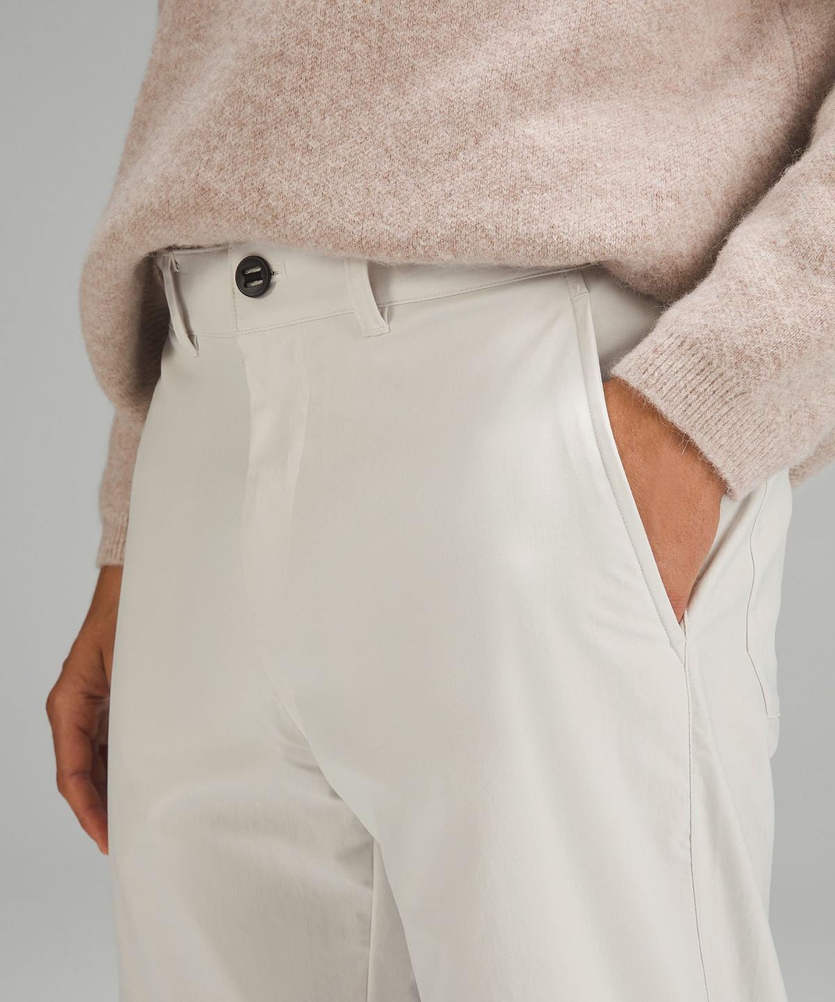 Beige White Men Lululemon Relaxed-Tapered Smooth Twill Pants | AU_LuLu38886