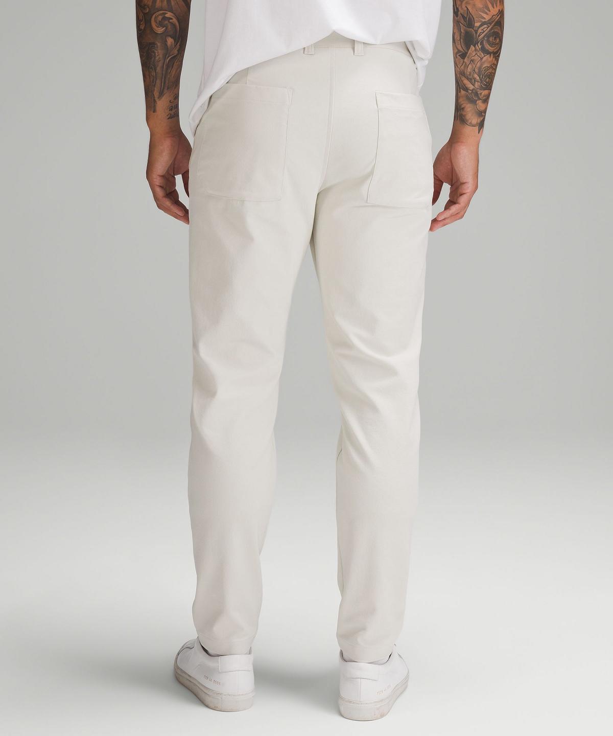 Beige White Men Lululemon Slim-Tapered Heavy Twill Pants | AU_LuLu61055