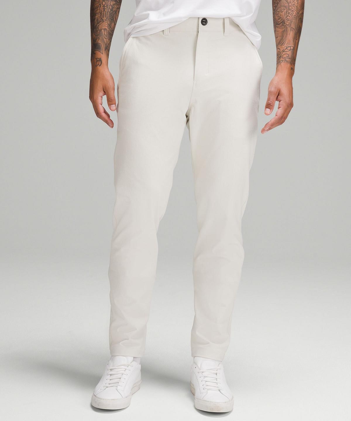 Beige White Men Lululemon Slim-Tapered Heavy Twill Pants | AU_LuLu61055