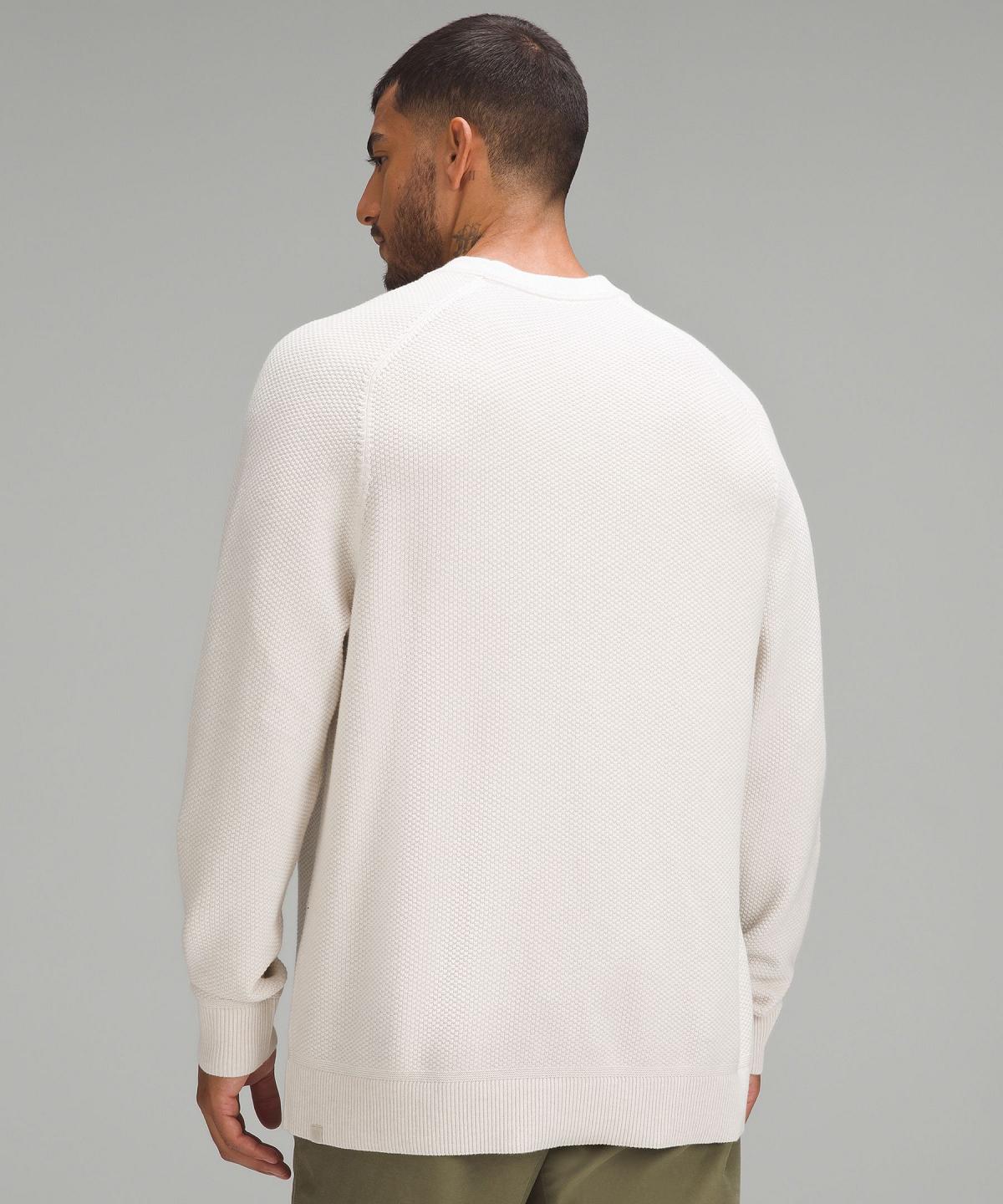 Beige White Men Lululemon Textured Knit Crewneck Hoodies & Sweatshirts | AU_LuLu56556