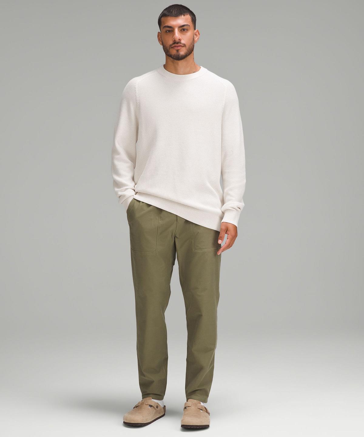 Beige White Men Lululemon Textured Knit Crewneck Sweaters | AU_LuLu98543