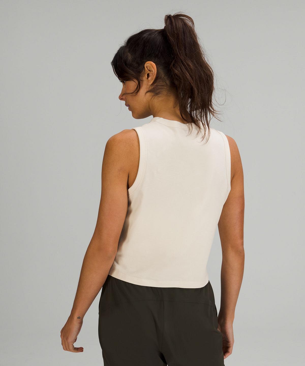 Beige Women Lululemon Classic-Fit Cotton-Blend Tank Shirts | AU_LuLu98448